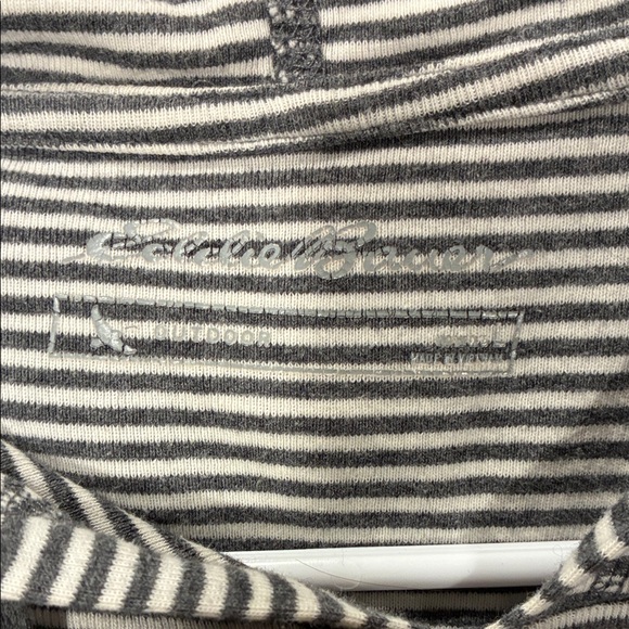 Eddie Bauer Gray and White Striped Hoodie Women’s Size Large - Picture 3 of 3